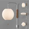 Nelson bubble Wall Light Design japanese rotating lamp Hand woven Silk lamp for hallway Decorative Bedside bedroom reading lamp 6