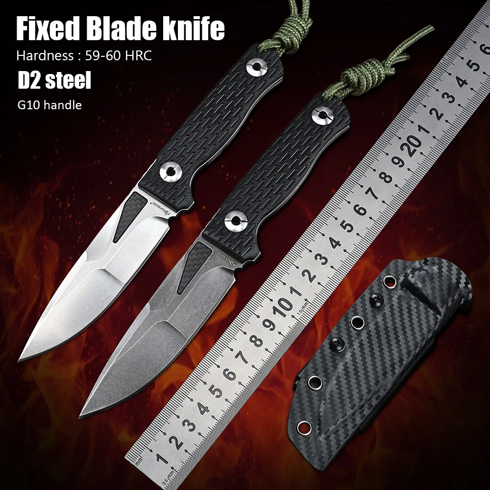 

Long Blade G10 Handle Camping Self Defense Knives Utility Fixed Blade Knife Tactical Outdoor Survival Hunting Knife D2