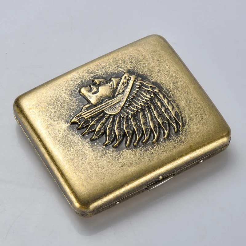 

Epikto-Retro Metal Cigarette Case, Bronze Embossed Engraving, Personalized Rolling Storage Box, Cigarette Accessories with Box