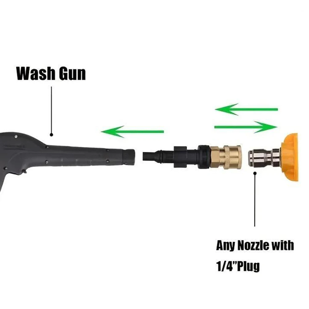 6PC 고압 세척기 퀵 커넥트 어댑터 1/4인치 나사산 노즐 포함 LAVOR/Sterwins/Parkside 플라스틱 황동 키트 호환