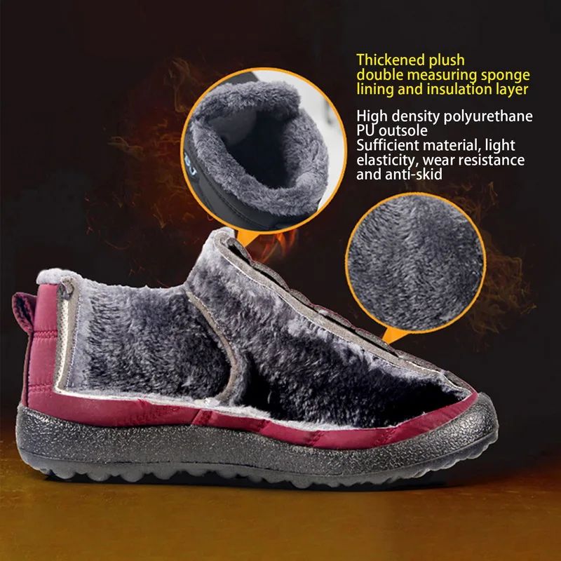 Winter Plush Boots for Men Waterproof Snow Boots Warm Fur Women's Ankle Non-Slip Casual Sneakers Hiking Shoes men sneakers outdoor boots