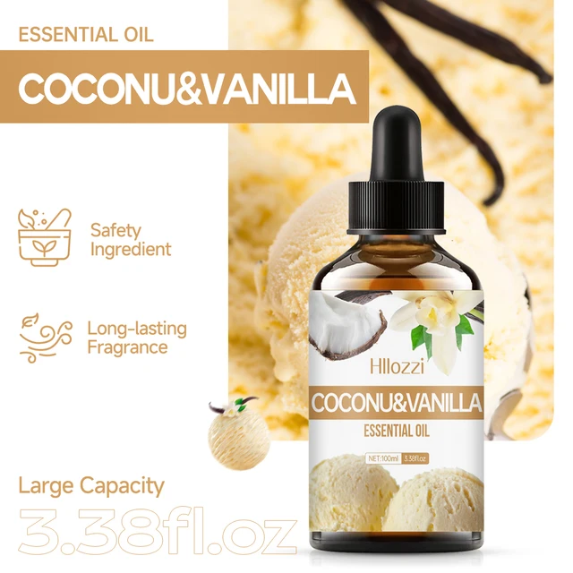 Coconut & Vanilla essential oils can be used for body massage, DIY candle and soap making, long lasting fragrance, alcohol free. 2