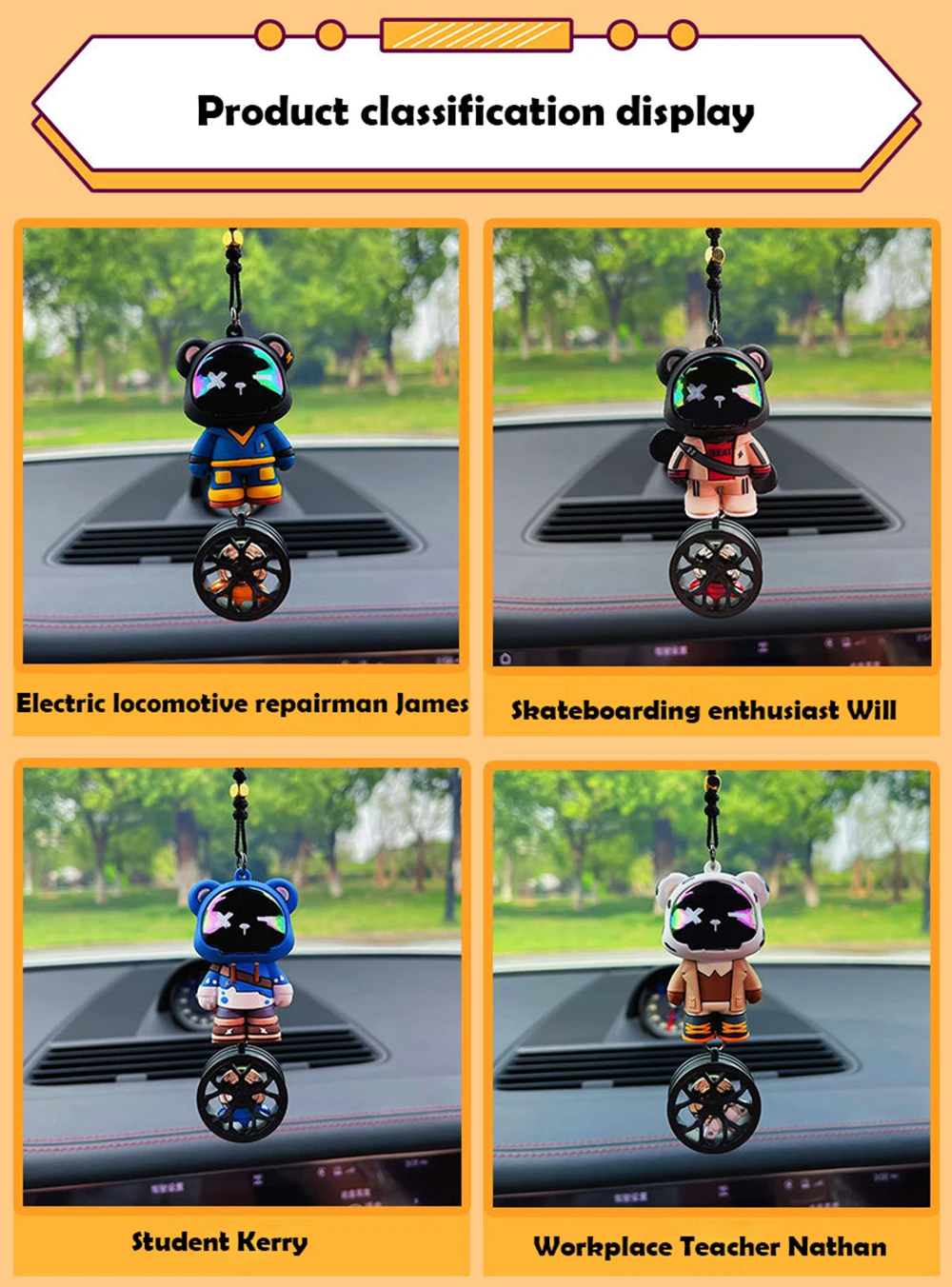 Cartoon Bear Toy Car Decoration High End Tire Wheel Auto Rearview Couple Pocket Gift Accessories Se26d86c856034badb28deb782b474bd8I