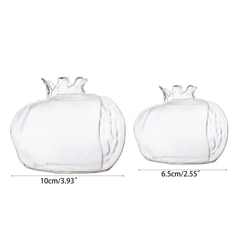 수제 석류 투명 유리 꽃병 투명 유리 꽃병 결혼식 파티 홈 테이블 장식을위한 수경 냄비