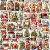 50 Pcs Cartoon Christmas Bottle Sticker Pack Waterproof Transparent PET Party Material Decoration Guitar Notebook 1