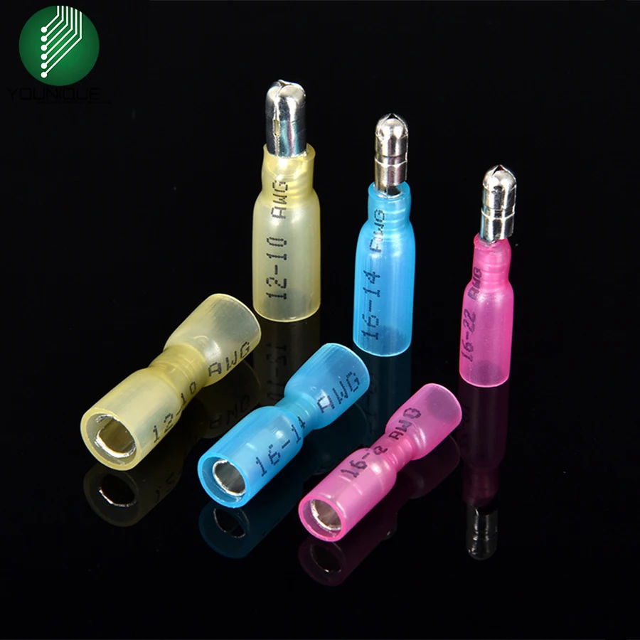 50/100 Terminali A Proiettile Termoretraibile Femmina Maschio Connettori Per Cavi Elettrici Giuntura Terminali A Crimpare