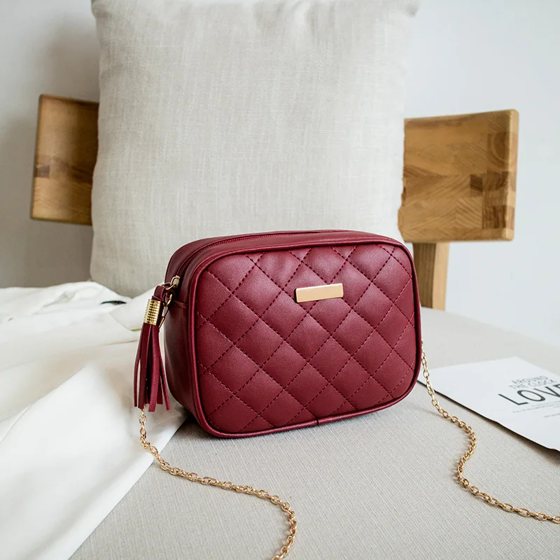 2021 Tassel Small Messenger Bag For Women Trend Lingge Embroidery Camera Female Shoulder Bag Fashion Chain Ladies Crossbody Bags 
