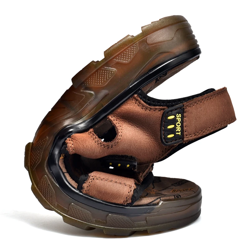 Outdoor Summer Genuine Leather Sandals Men Shoes Comfortable Sandal Male Sandalias Hiking Chaussure High Quality Shoes Men men leather sandals