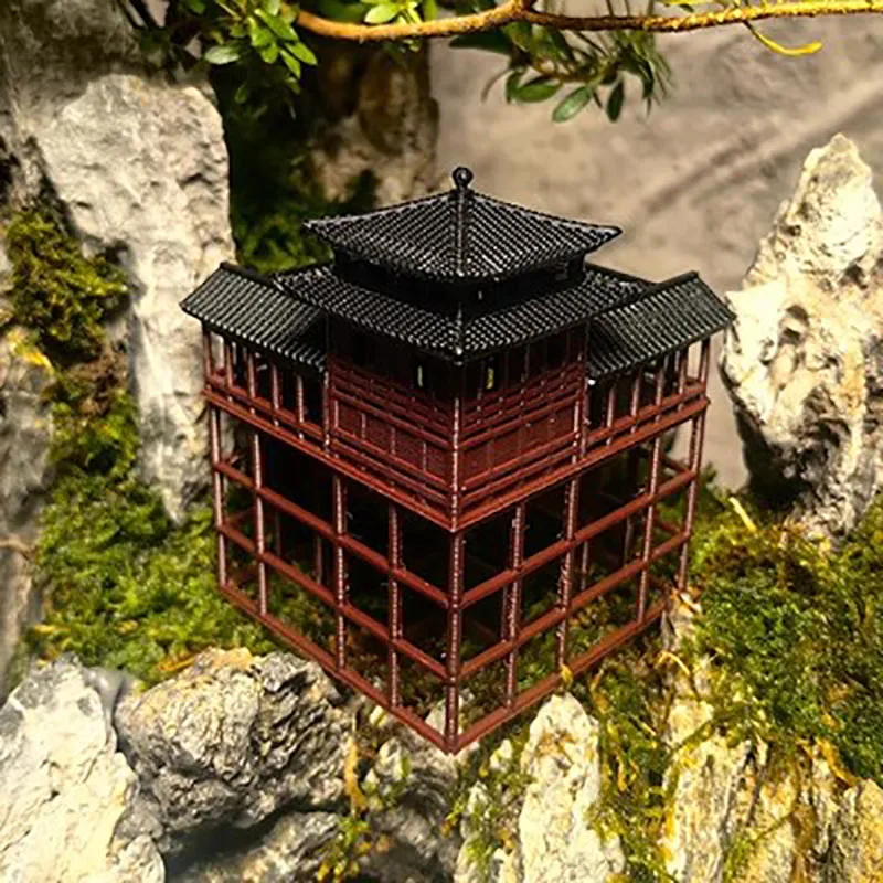 Chinese Style Ancient Architectural Model, Aquarium, Micro Landscape, Bonsai, 3D Printing, Art Decoration, Ornament, 231213