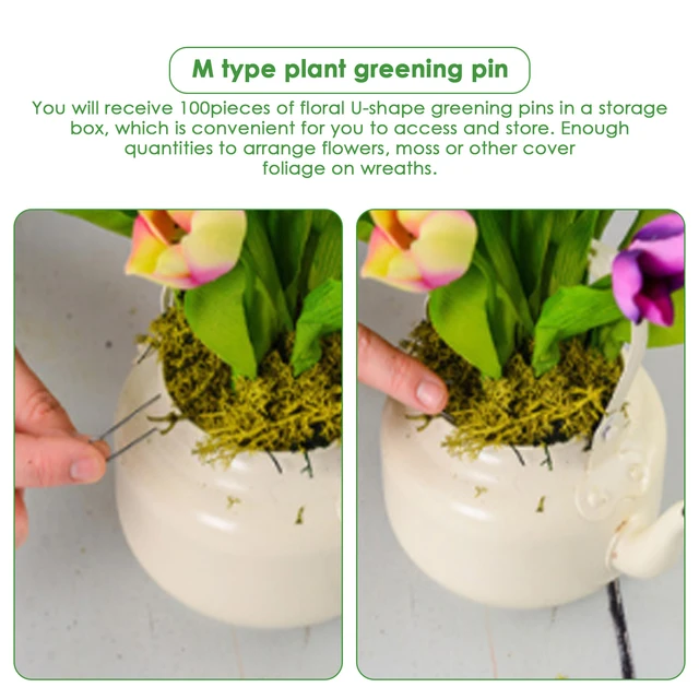 100Db Virágos U-Pólusok 1,7 Hüvelykes U-Alakú Zöldítőcsapok Virágpáfrány Csapok Polisztirofó-Szalma Koszorúk Ünnepi Rendezvények Kézműves Projektek - Image 6