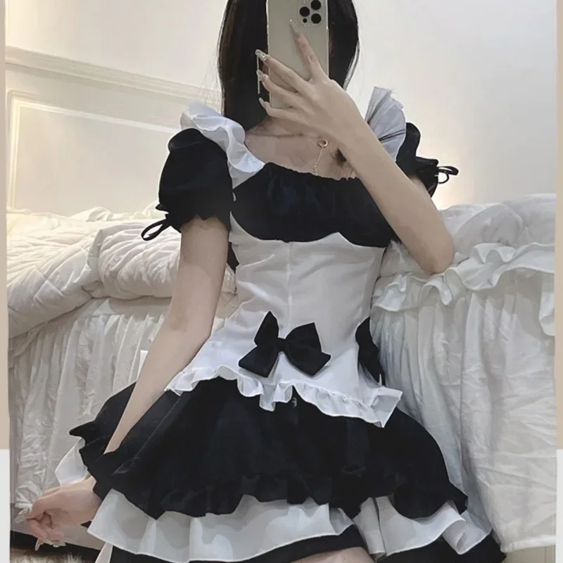 Halloween Maid Cosplay S-5XL Women Cosplay Costume Black White Apron Lolita Dress Party Stage Princess Maid Outfits Sexy Women Lingerie Women Lingerie Set