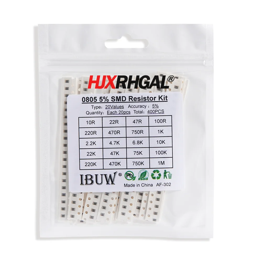 SMD Resistor 4000PCS 0402 SMD Resistor Kit Assorted Kit 10ohm-1M ohm 5% 80valuesX 50PCS=4000PCS Sample 0805 0603 1206 2512 1210