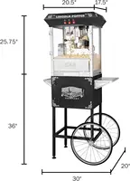 Popcorn Machine with Cart - 8oz Popper with Stainless-Steel Kettle, Warming Light, a(Black) 2