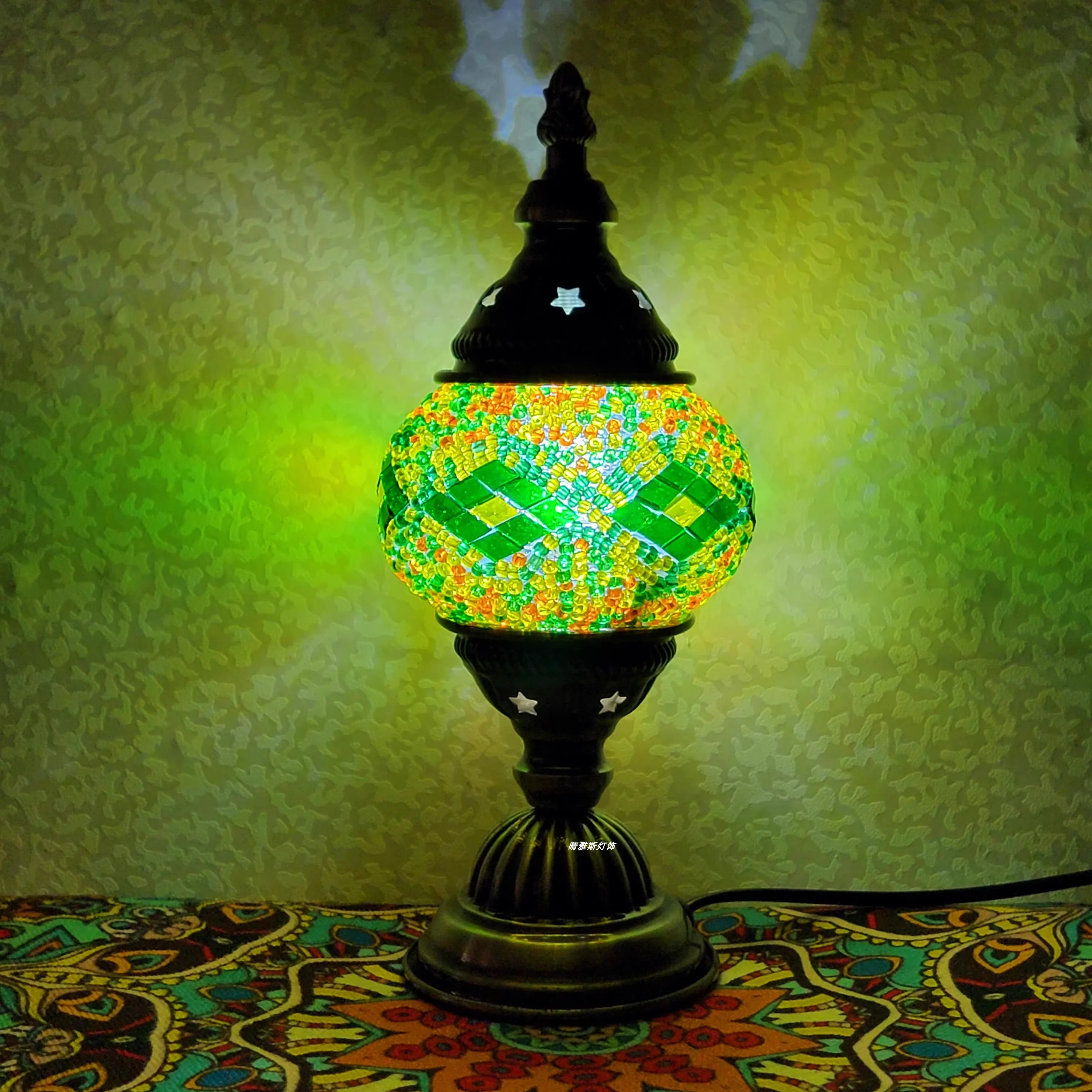 Newest Turkish Mosaic Table Lamp Vintage Art Deco Handcrafted Lamparas De Mesa Ball Glass Romantic Bed Light Led Night Lampe 4