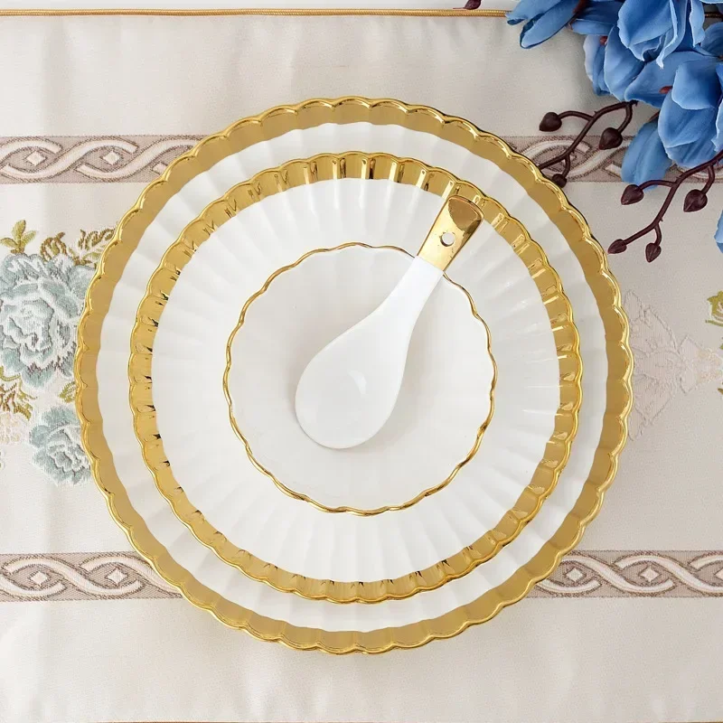 1pcs Upgrade white porcelain plates for food, dinner dishes, salad, soup bowls, ceramic porcelain plates, and tableware