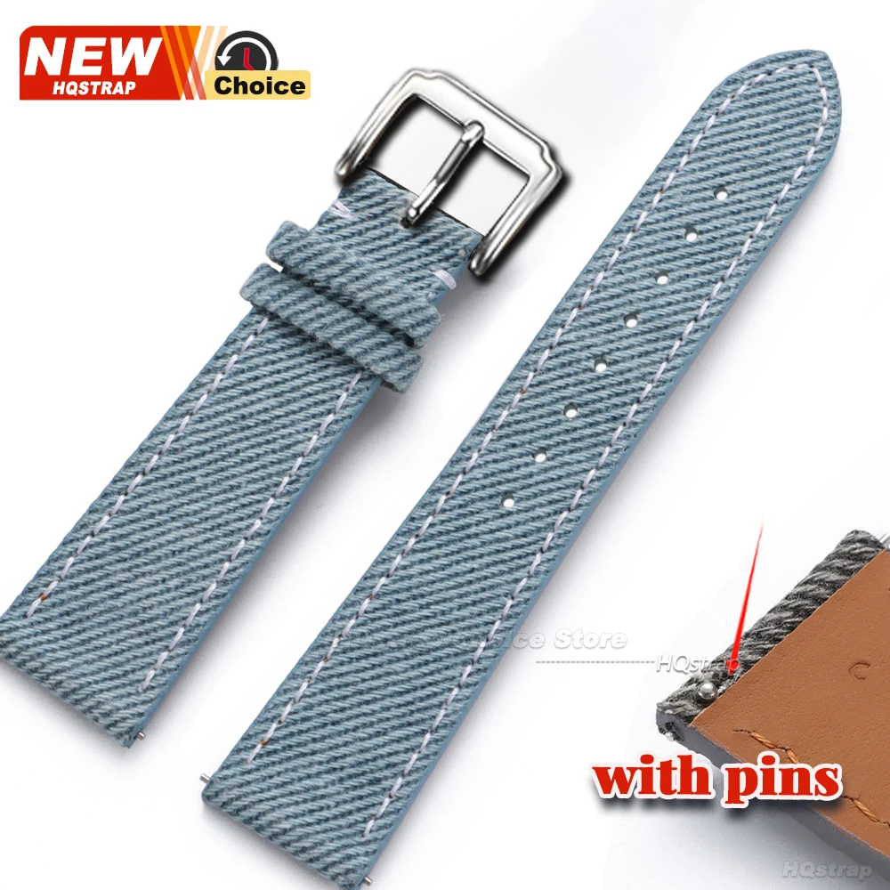 Vintage Leather Denim-Style Watchband Strap - Versatile Unisex Accessory