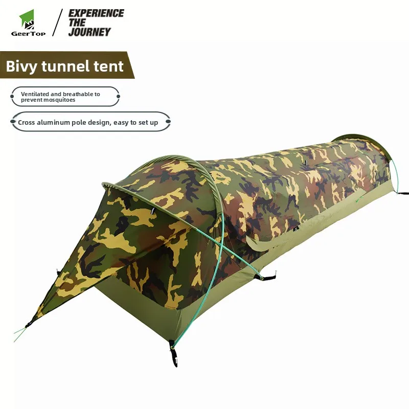 Tente tunnel une personne ultralégère 210D Oxford étanche randonnée backpacking pêche camping