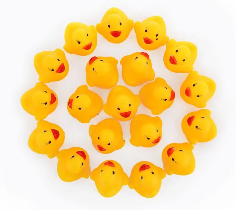 1PCS Cube Squeeze-Sounding Dabbling Water Yellow Duck Mini Bath Baby Vinyl Floating Bathroom Swimming Games Christmas Toys Funny 4