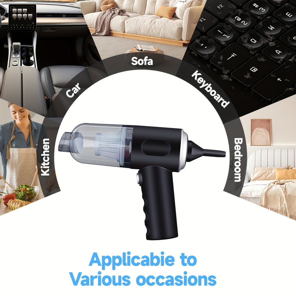 High-Powered 4000PA Cordless Car Vacuum Cleaner - Easy-to-Use, Perfect for Home and Car Cleaning, Pet Hair and Crumbs Removal