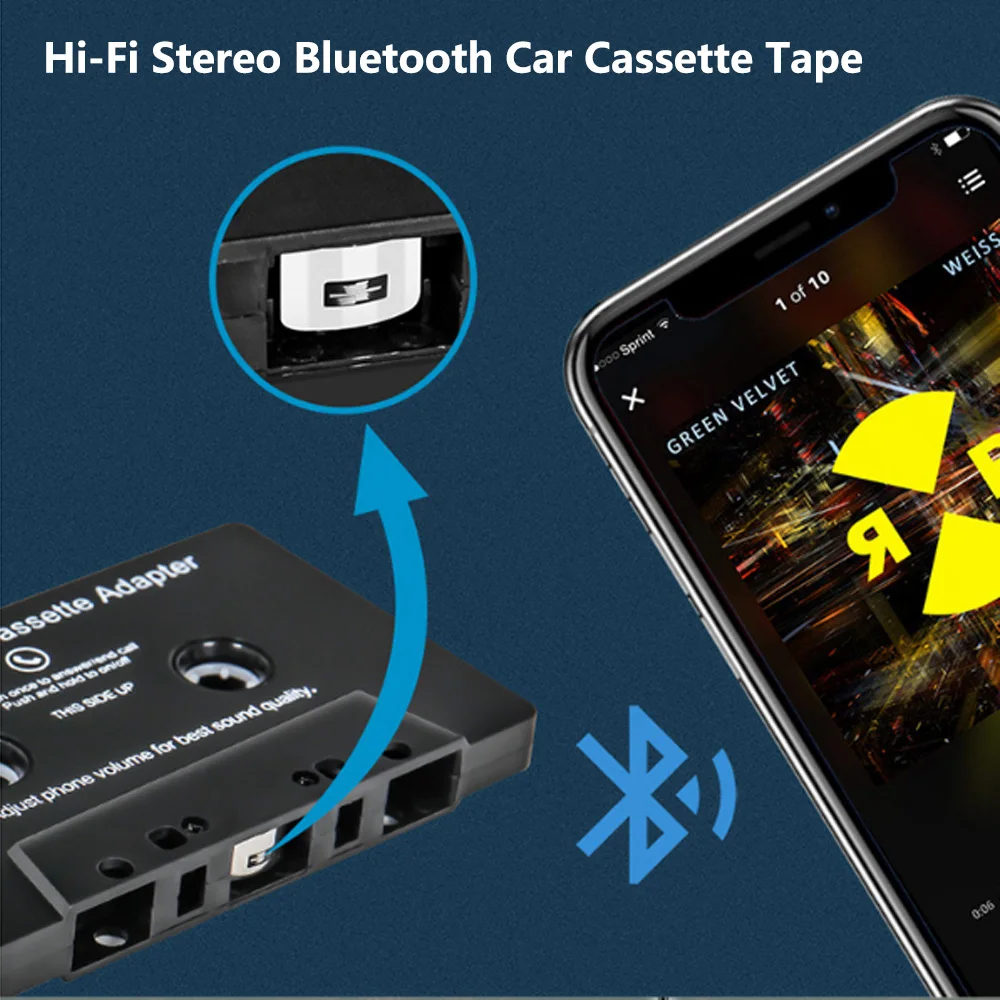 High Quality Bluethooth 5.0 Vintage Car Cassette SBC MP3 Tape Player Adapter Kit Stereo Audio Cassette Player