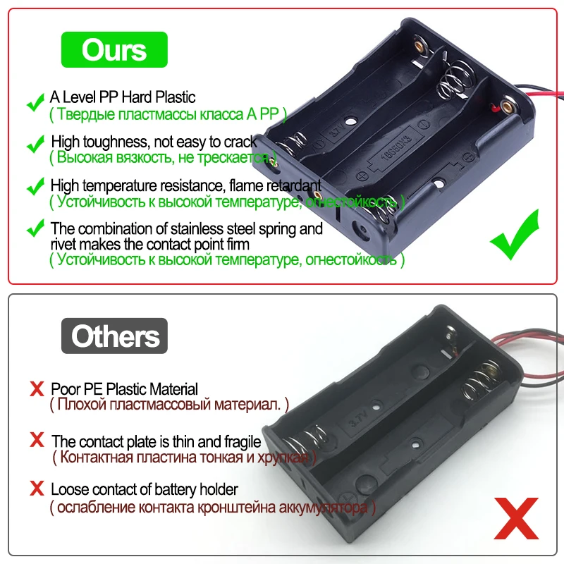 Battery Storage Box Battery Case Battery Holder Battery Box DIY Plastic AA LR6 HR6 Battery Storage Case Clip Holder Container 1X2X 3X 4X 18650 Battery Storage Box Case With Wire Lead Pin