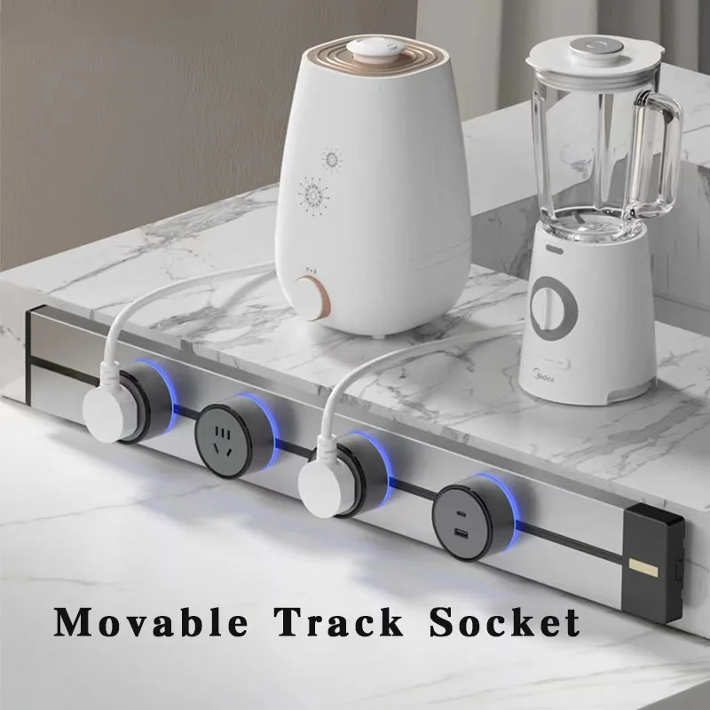 Superfície de Parede Montado Rail Soquete Movable Track Socket Reino Unido ue Eua fr Plug Adapter Instalação sem Furos