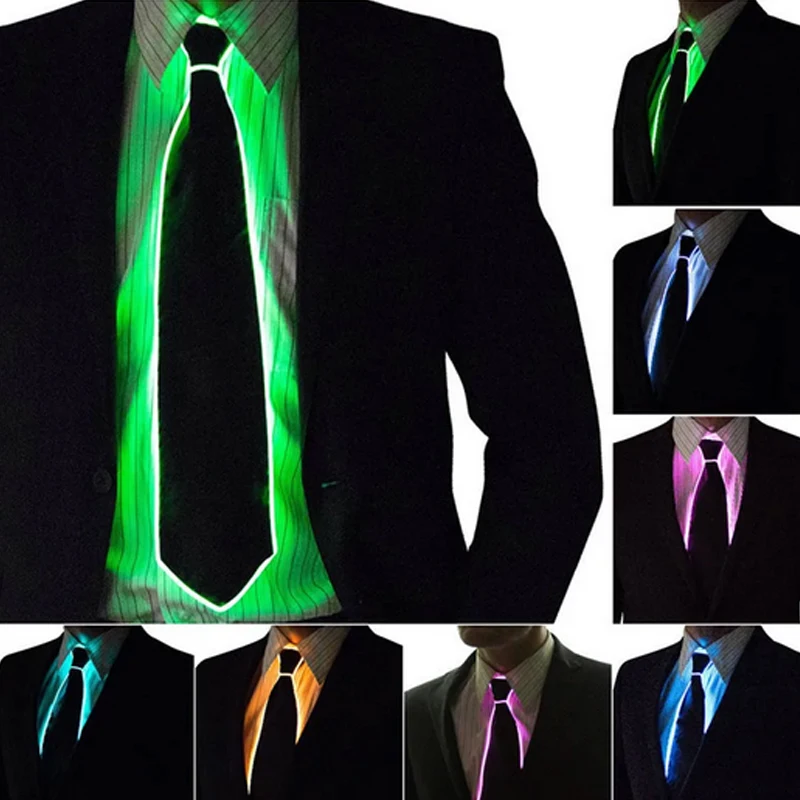 

LED Light Up Tie Masquerade Concert Grand Event NightClub Valentine Day BOY BIRTHDAY DECOR Neon Light EL Tie Mens Tie Wedding