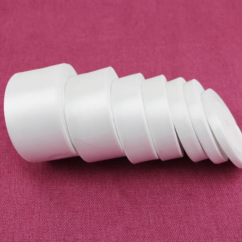 25 Yards/Roll White Single Face Satin Ribbon Wholesale Gift Wrapping Christmas Handmade DIY Ribbons