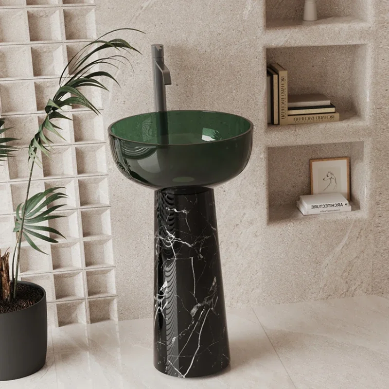 

Green transparent natural marble floor standing wash hands, face, wash basin, column basin, bathroom cabinet, bathroom cabinet