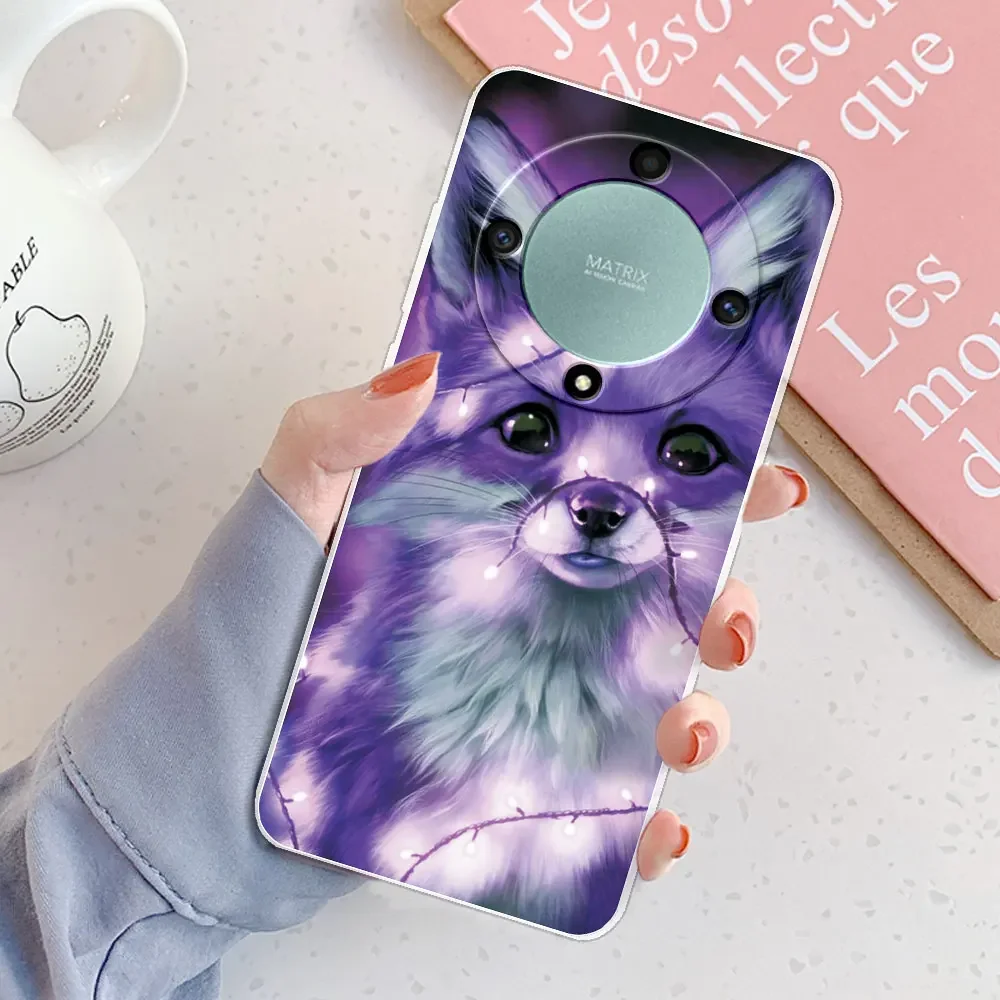 XINYEXIN Cover Glitter Per Honor Magic 5 Lite 5G, TPU Trasparente Antiurto, Viola - 3