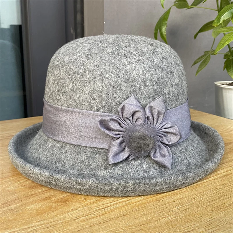 

Фетровые шляпы Fedoras для женщин, женские зимние австралийские шерстяные винтажные Цветочные женские модные французские фетровые шляпы-федоры