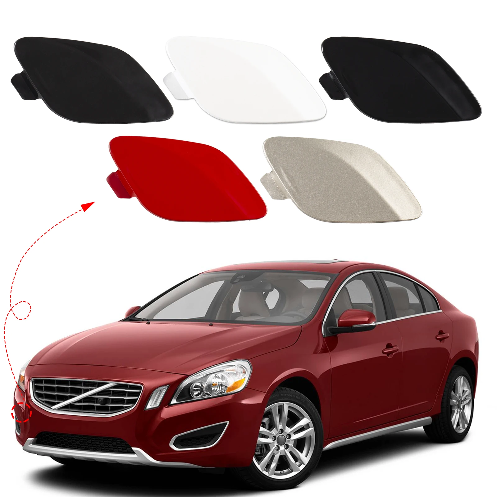 thumbnail image 2 of ALLGOOD Black Front Bumper Tow Hook Cover For Ford Explorer 2011-2015 - OEM Replacement Cap 2 of 12