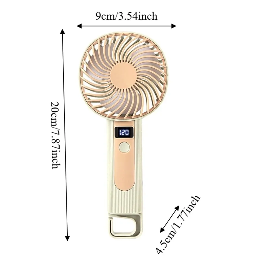 2 in 1 디지털 디스플레이 휴대용 팬 120 속도 USB 충전식 미니 휴대용 냉각 팬 소형 경량