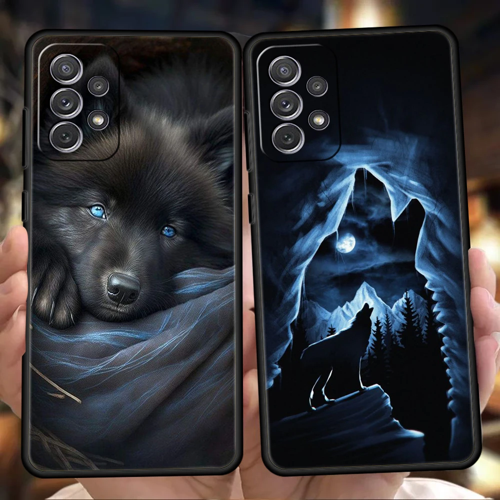 Custodia Per Telefono Moon Roaring Wolf Per Samsung Galaxy A14 A54 A34 A51 A71 A72 A73 A32 A52 A52S A01 A11 A21S A31 A41 5G Soft Shell Bags