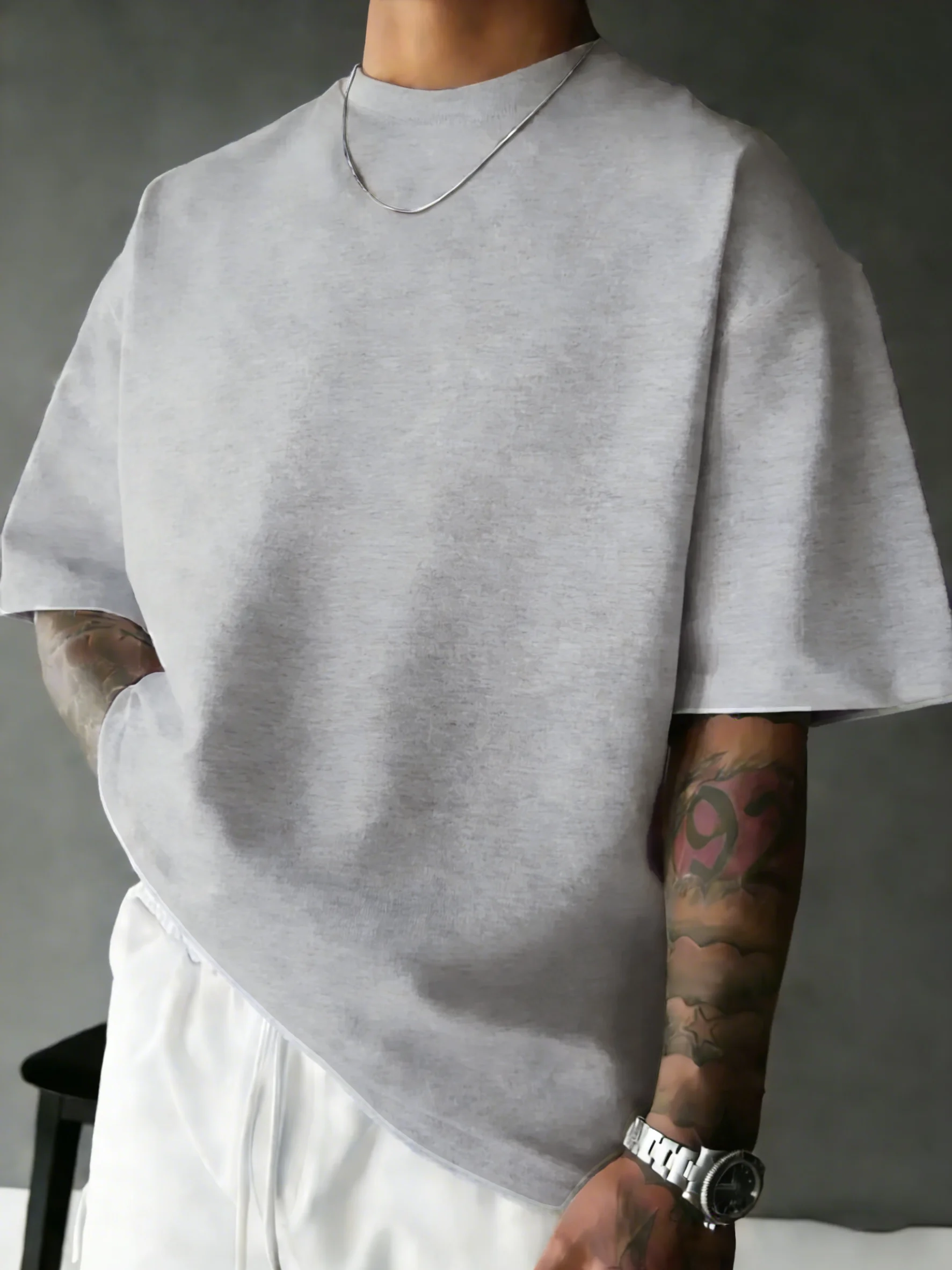 Sommer-Strand-T-Shirt aus Baumwolle mit kurzen Ärmeln für Herren, lässig, locker, kurz geschnitten, atmungsaktiv, bequem, Basic-T-Shirts, Sport, Streetwear, weich – Detail 14