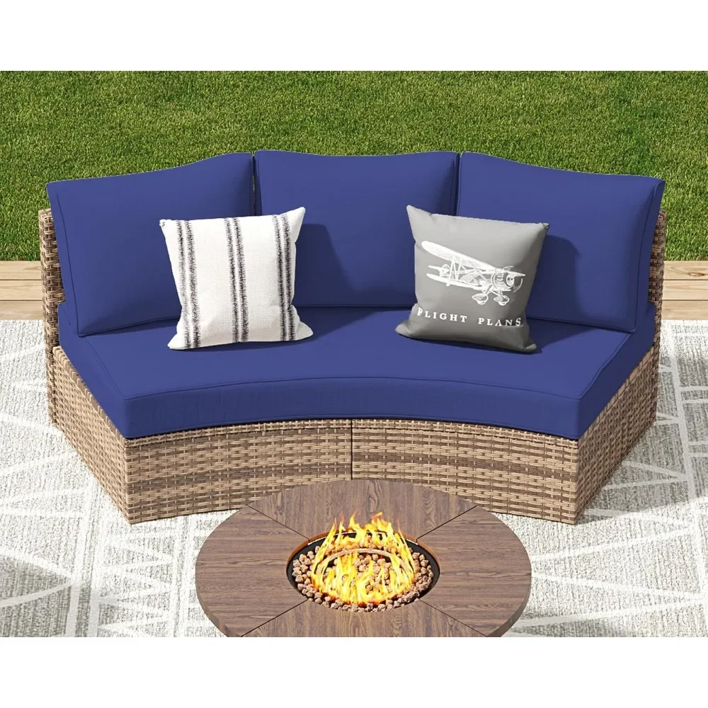 Patio Furniture Sets, Half-Moon Sectional Round Sofa Set, Outdoor Patio Furniture with Cushions, Garden Furniture Sets