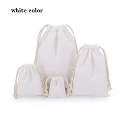 Versatile Cotton Canvas Drawstring Tote Bag - Portable and Foldable Organizer - 18x25cm-10pcs (White color)