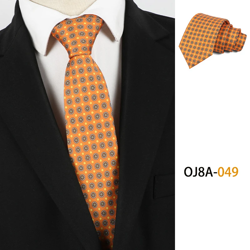 Modische 8 cm Herren-Krawatte, gutes Handgefühl, Druckmuster, klassische Krawatten für Herren, Polyester, Blumenmuster, formelle Business-Hochzeitsaccessoires – Detail 7