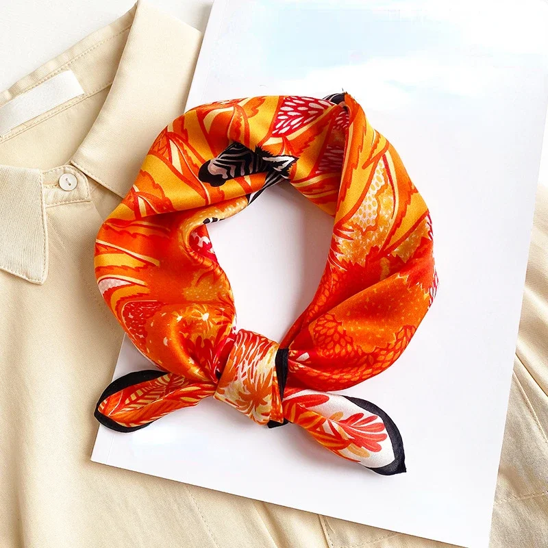 100% Natural Mulberry Silk Scarf Women Designer Zebra Bandana Fashion Headwear Foulard Square Head Hair Scarves Gift for Lady 6