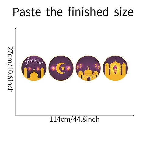 Mubarak Decal Creative Ramadan Stickers Ramadan Festival Moon Castle Building Porch Bedroom Living Room Home Decoration