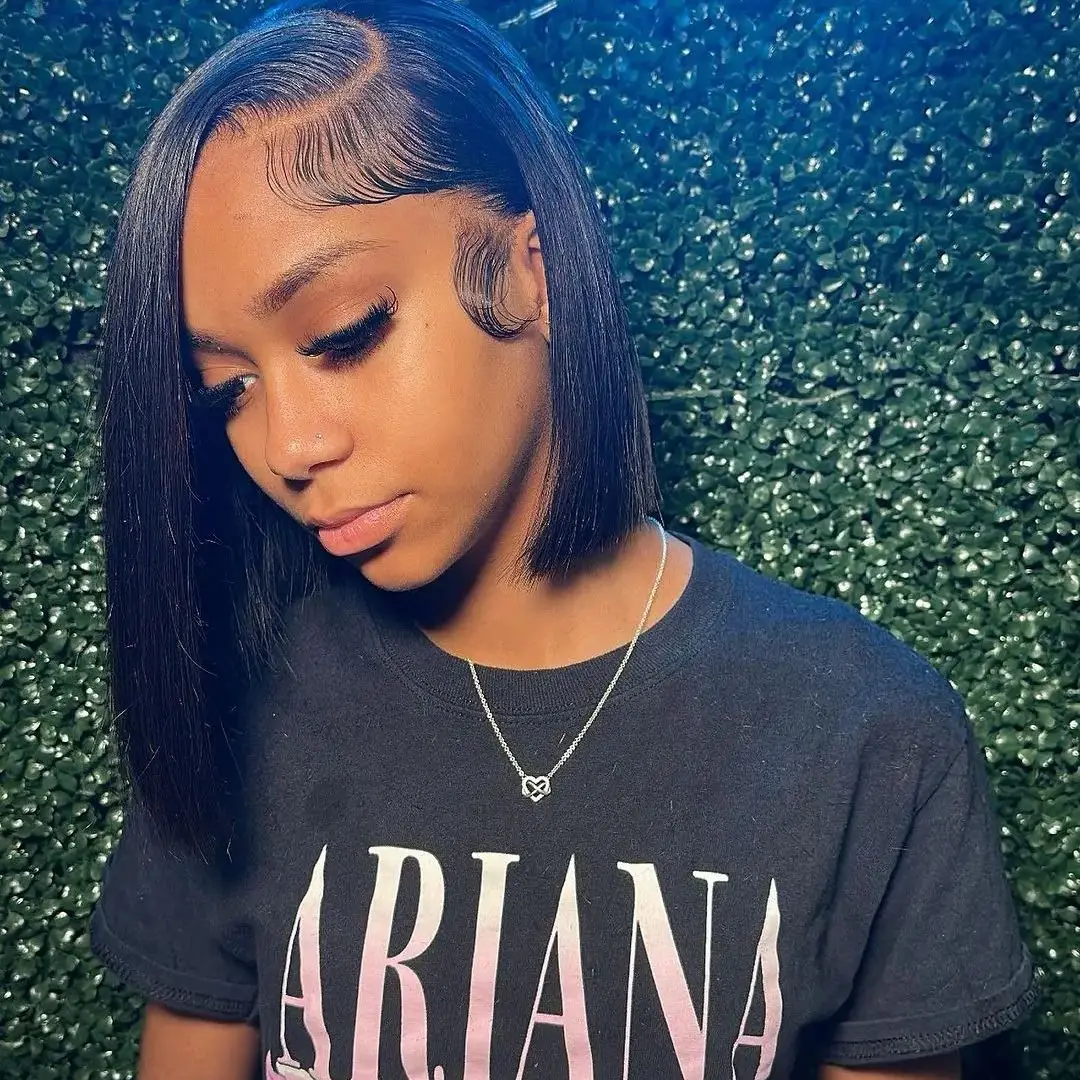 

4x4 Closure Straight Lace Bob Wig Pre Plucked Transparent Wigs For Women 13x4 Lace Frontal Bob Brazilian Human Hair Wig