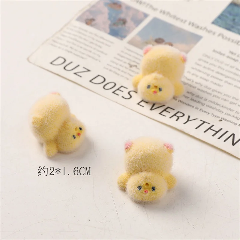 2024 Winter stil 30 teile/los beflockung wirkung tiere cartoon huhn form harz puppen perlen diy schmuck zubehör – Detail 6