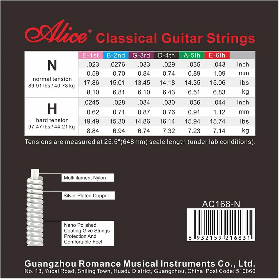 Alice AC139 Corde Per Charra Classica Nylon Tanio Placcato - Foto 10