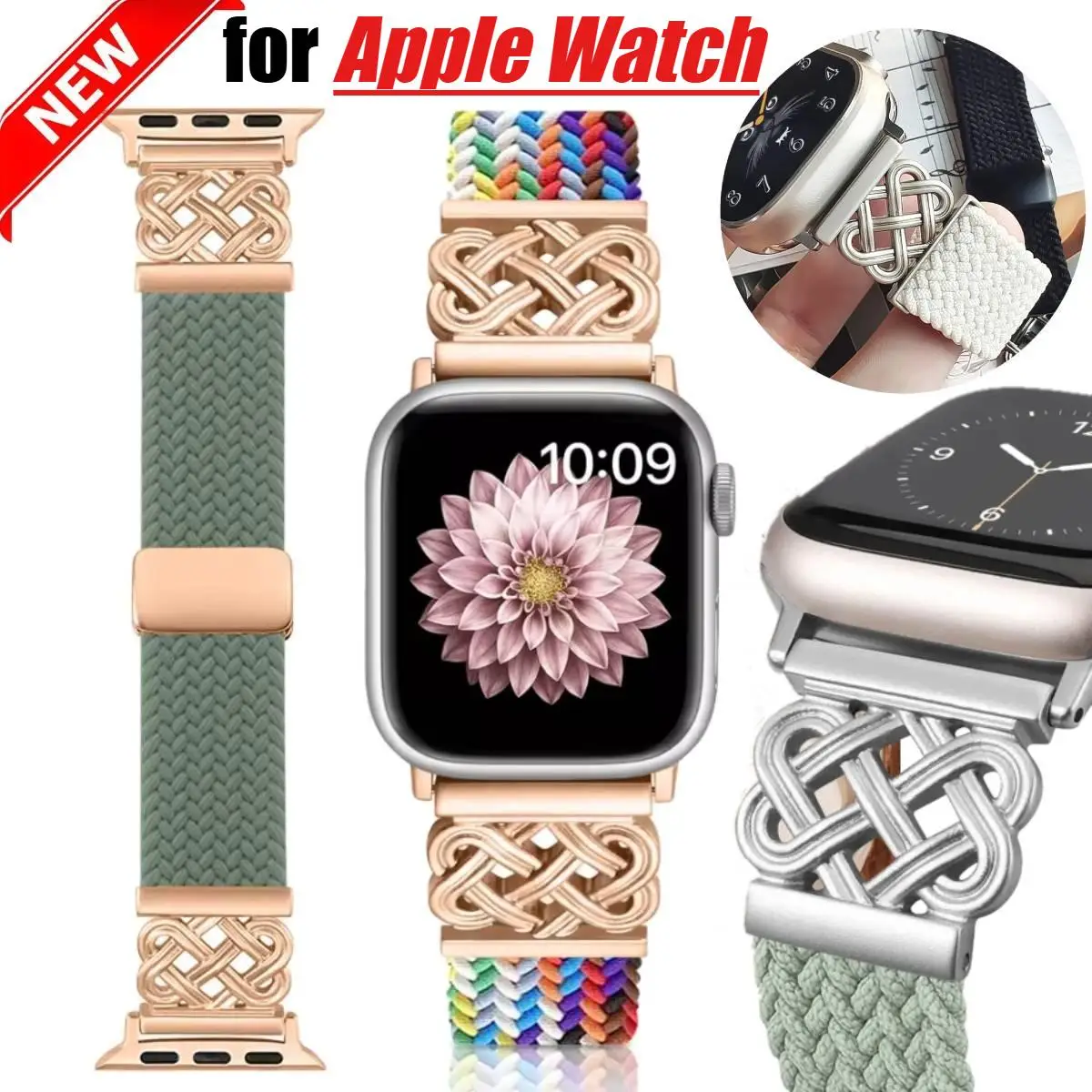 Braided Magnetic Watch Band Bracelet with Strap Adjustment