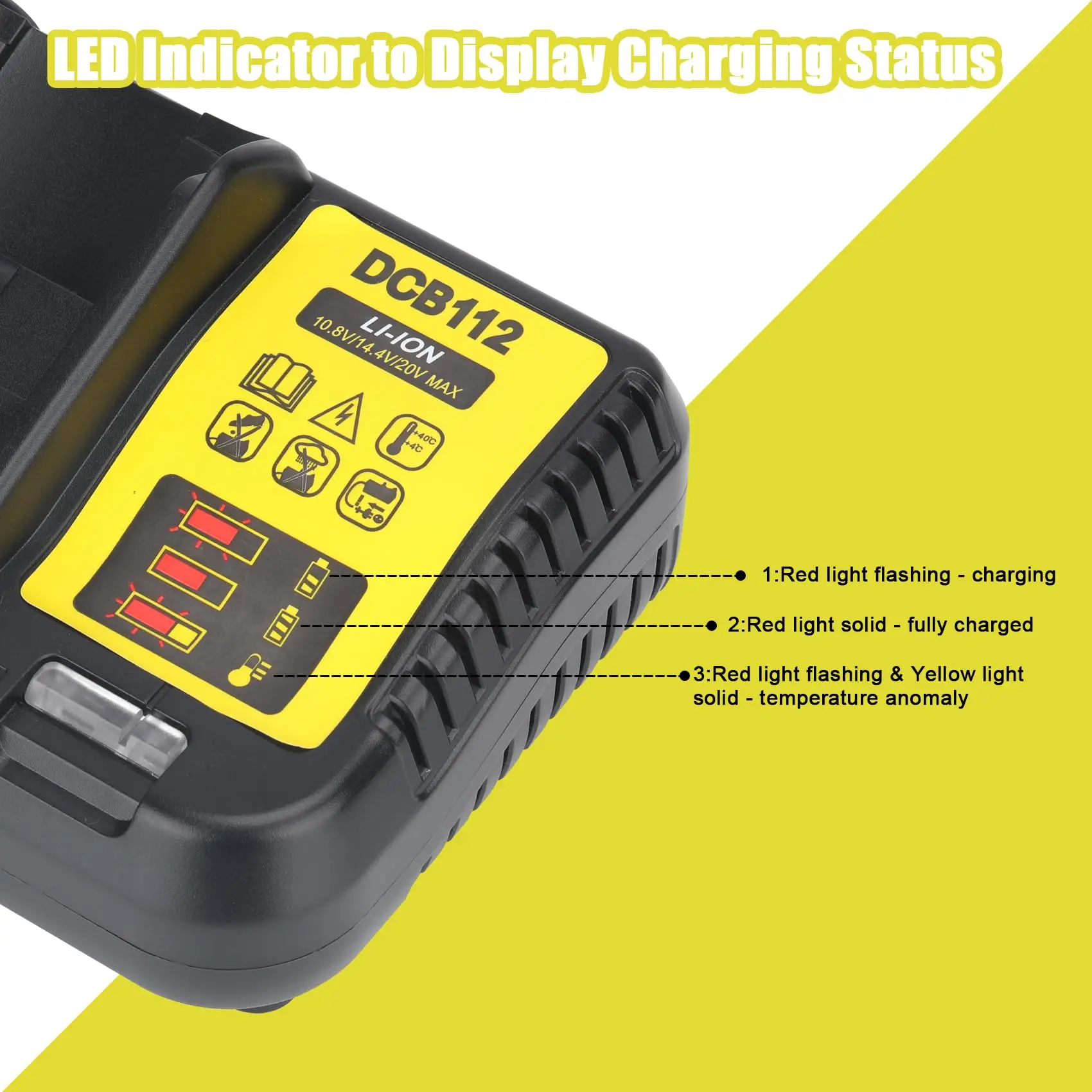 Dewalt 20v Battery Charger for DCB115 DCB101 DCB105 DCB107 Compatible for Dewalt 12V/20V MAX Li-Ion Battery for charger adapter,battery charger