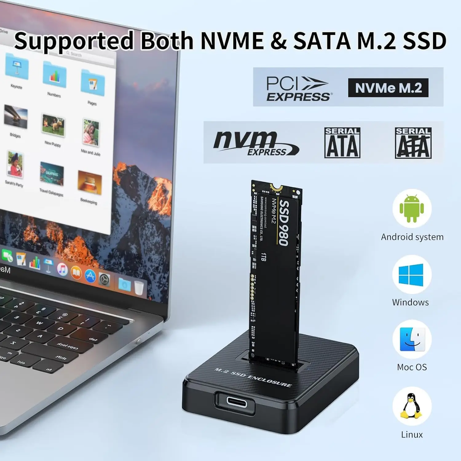 M.2 NVME SATA SSD 도킹 스테이션 베이스 외장 SSD 하드 디스크 인클로저 10G 온라인 읽기 쓰기 속도 SSD 케이스 (M.2 드라이브용)