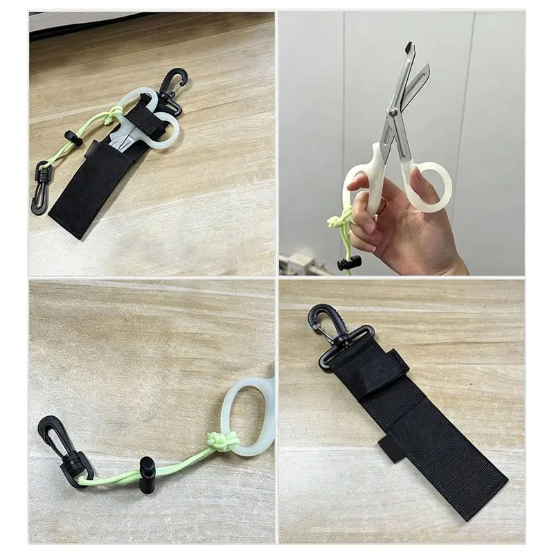 【인기】커버가 있는 다이빙 나이프, 수중에서 어망과 해초를 자르기 위한 발광 티타늄 코팅 스테인리스 스틸 가위