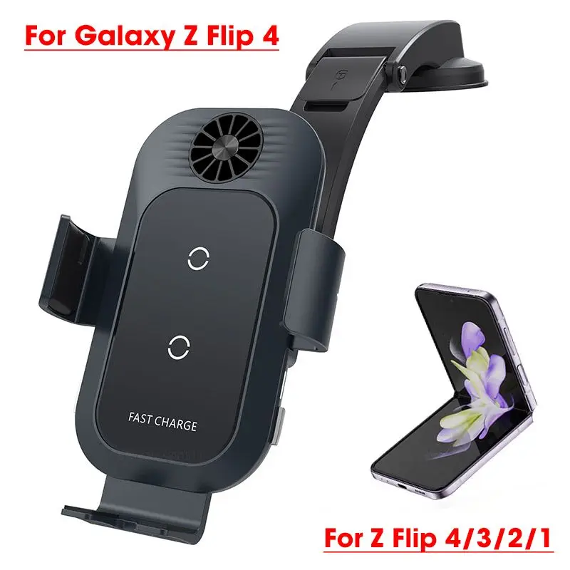 

For Galaxy Z Flip 4 Phone Holder For Car Wireless Charger For Samsung Galaxy Z Flip 3 2 1 Dual Coil Foldable Phone Fast Charging