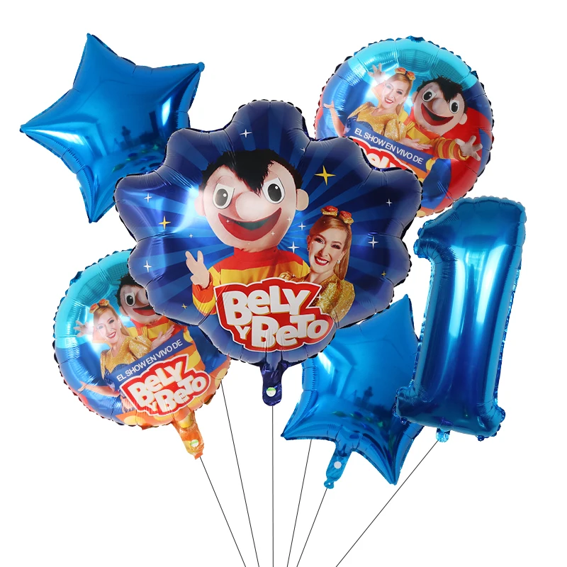 Cartoon Bely Y Beto Foil Helium Balloons 1 2 3 4 5th Birthday Theme Party Baby Shower Inflatable Kidys Toys Air Globos 6pcs foil balloons,birthday balloons,birthday balloon set,party balloon set,birthday party decoration set,inflatable balloon