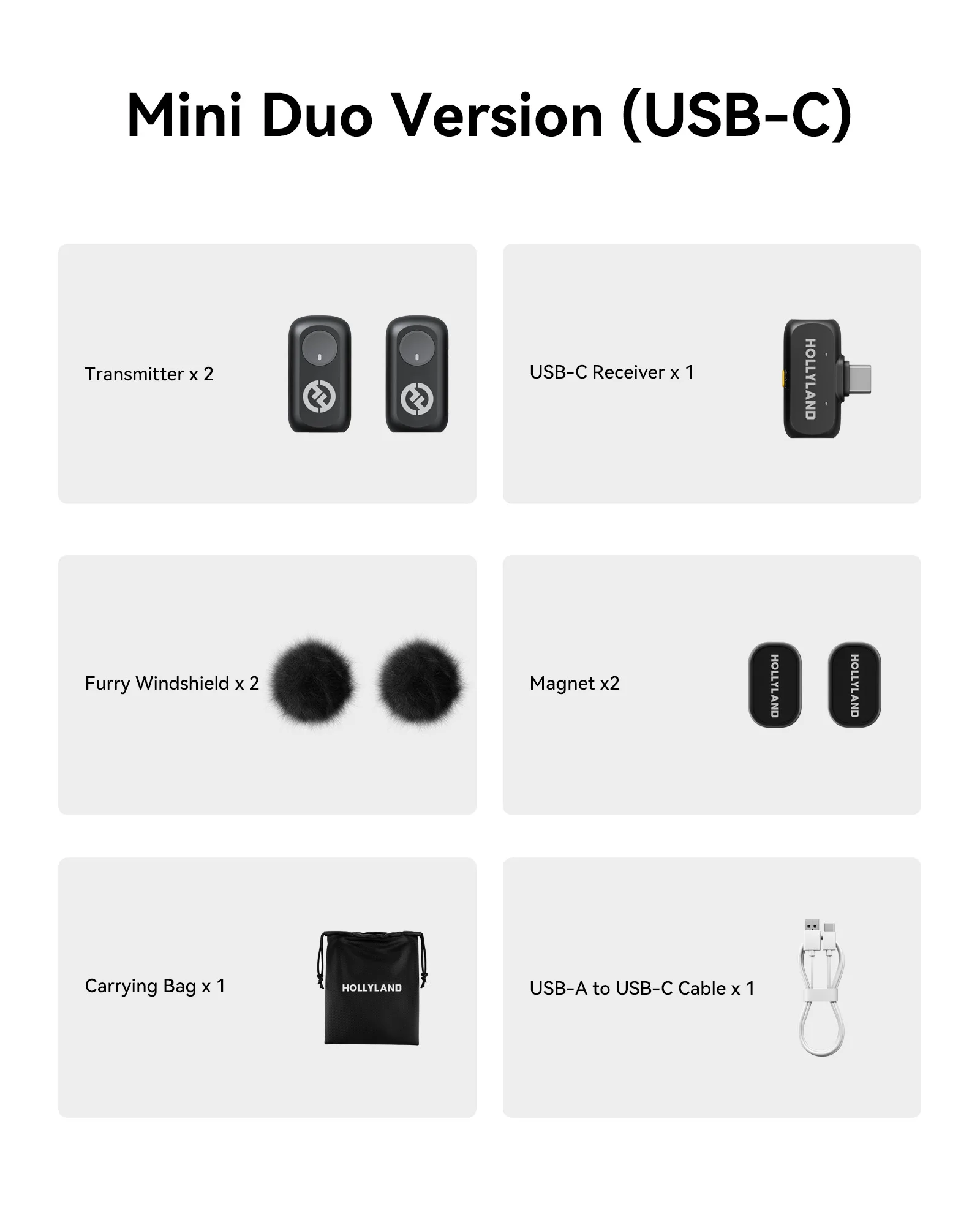 Hollyland LARK A1 Mini Duo Wireless Microphone for iPhone Android Phone Type-c M